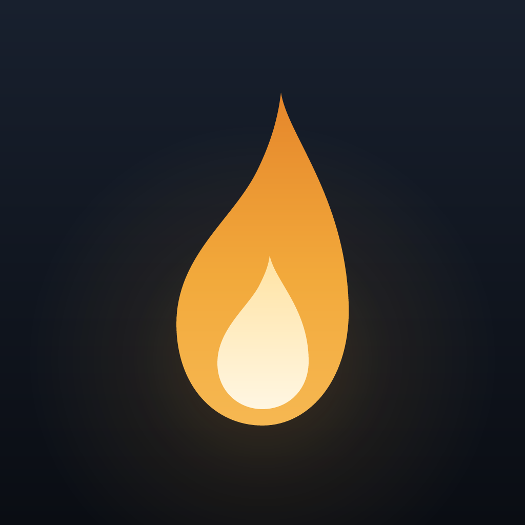 The Lamp app icon: an amber flame on night ink.